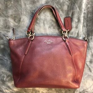 Coach Handbag Purse Bag Burgundy Genuine Leather